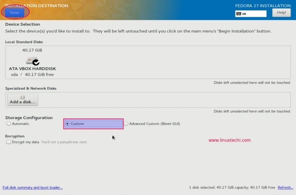 Fedora27-Server-Customize-Partition-Option
