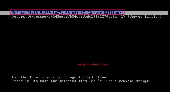 Fedora27-Server-Grub-Bootloader