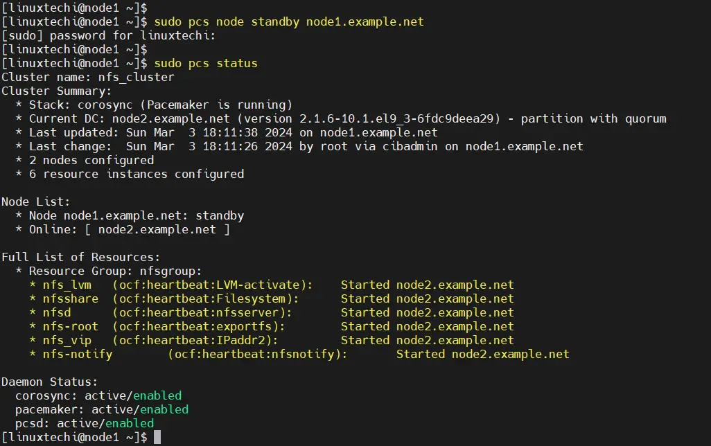 PCS-Node-Standby-RHEL9