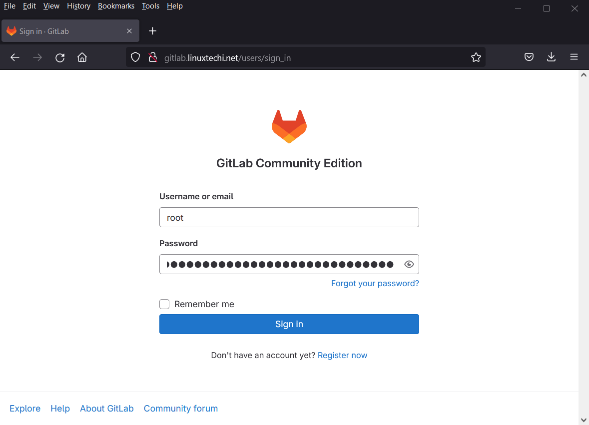 GitLab-Login-Page-Post-Installation-Ubuntu