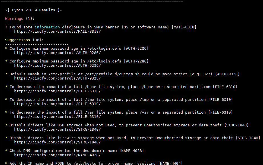 Warnings-Suggestion-Lynis