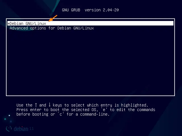 Bootloader-Screen-Debian11