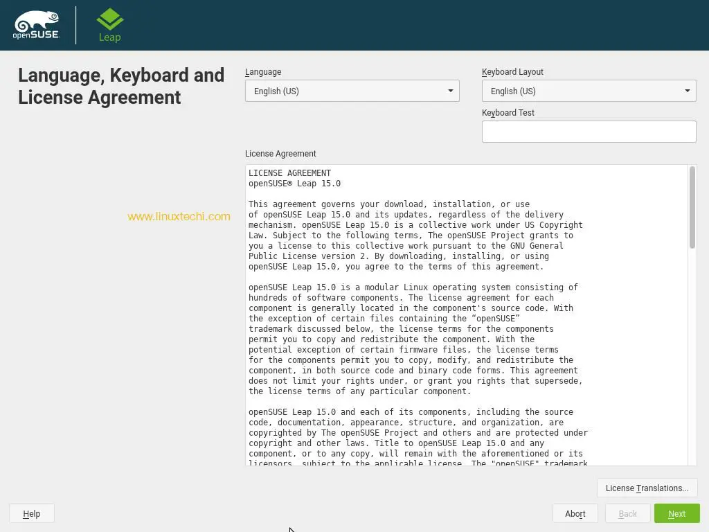 Language-Keyboard-License-OpenSUSE-Leap-15