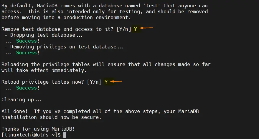 Remove-Test-Database-Secure-MariaDB-RHEL-RockyLinux