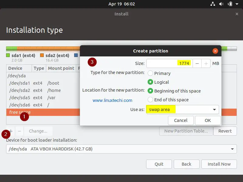 Swap-partition-Ubuntu19-04-installation
