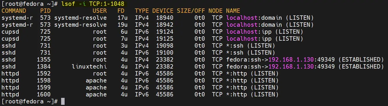 View-Open-Files-TCP-Port-Range