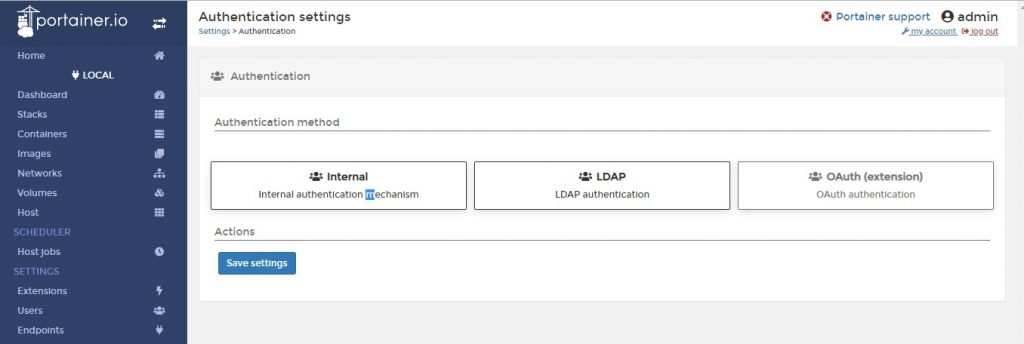 Authentication-Portainer-GUI-Settings