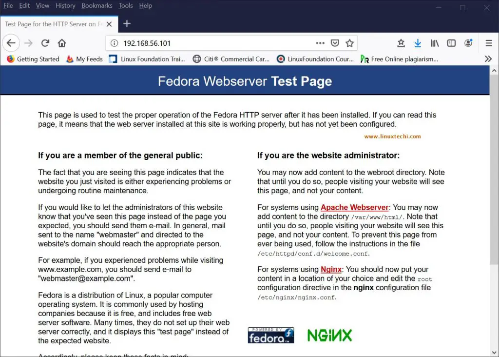 Test-Page-HTTP-Server-Fedora-30