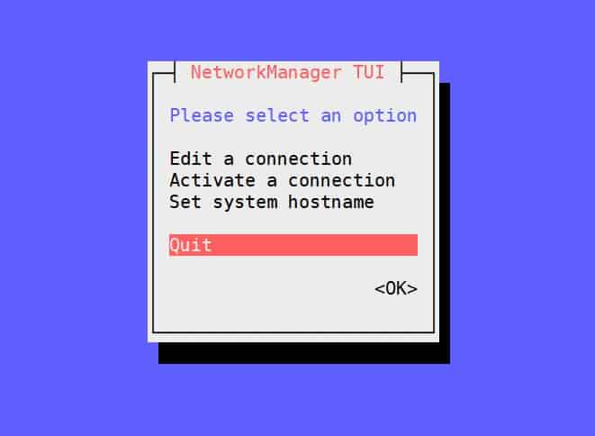 Quit-Option-nmtui-rhel8