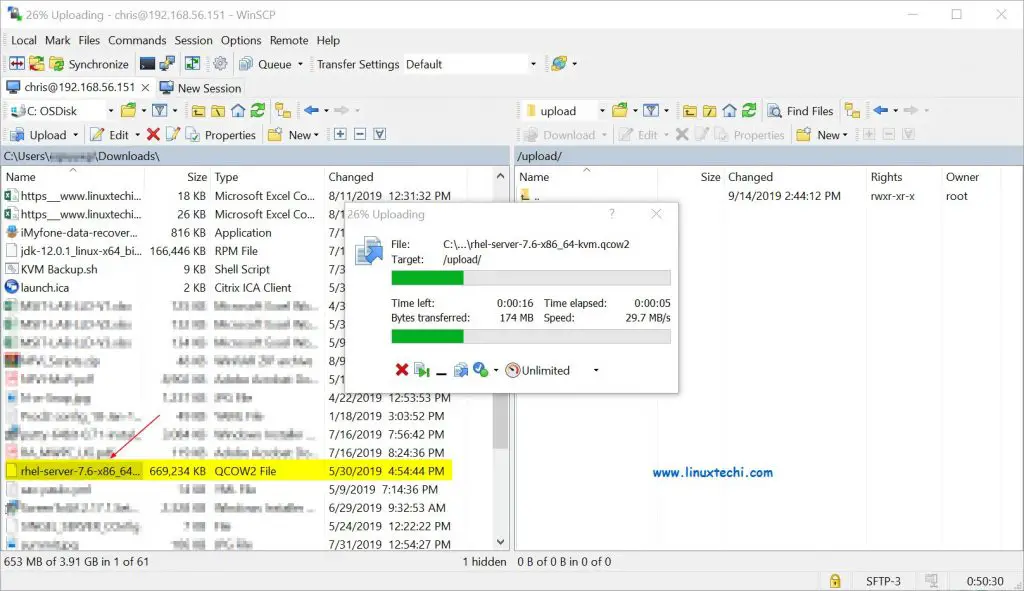 Upload-File-using-winscp-Debian10-sftp