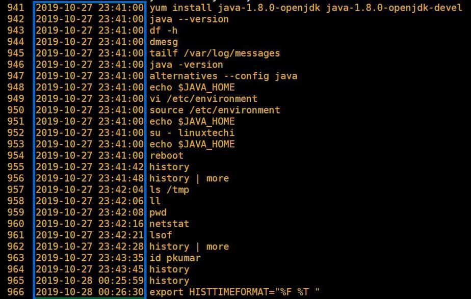 TimeStamp-History-Command-Linux