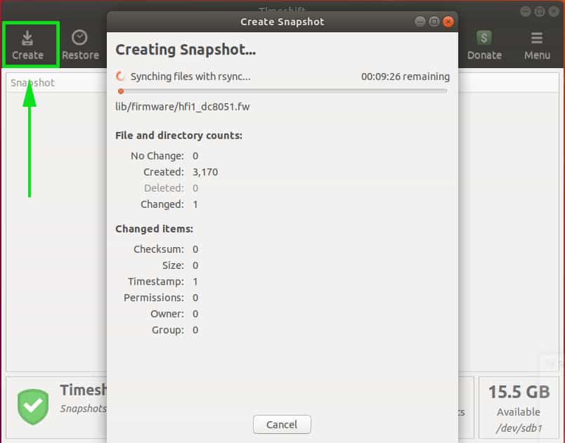 Create-snapshot-timeshift