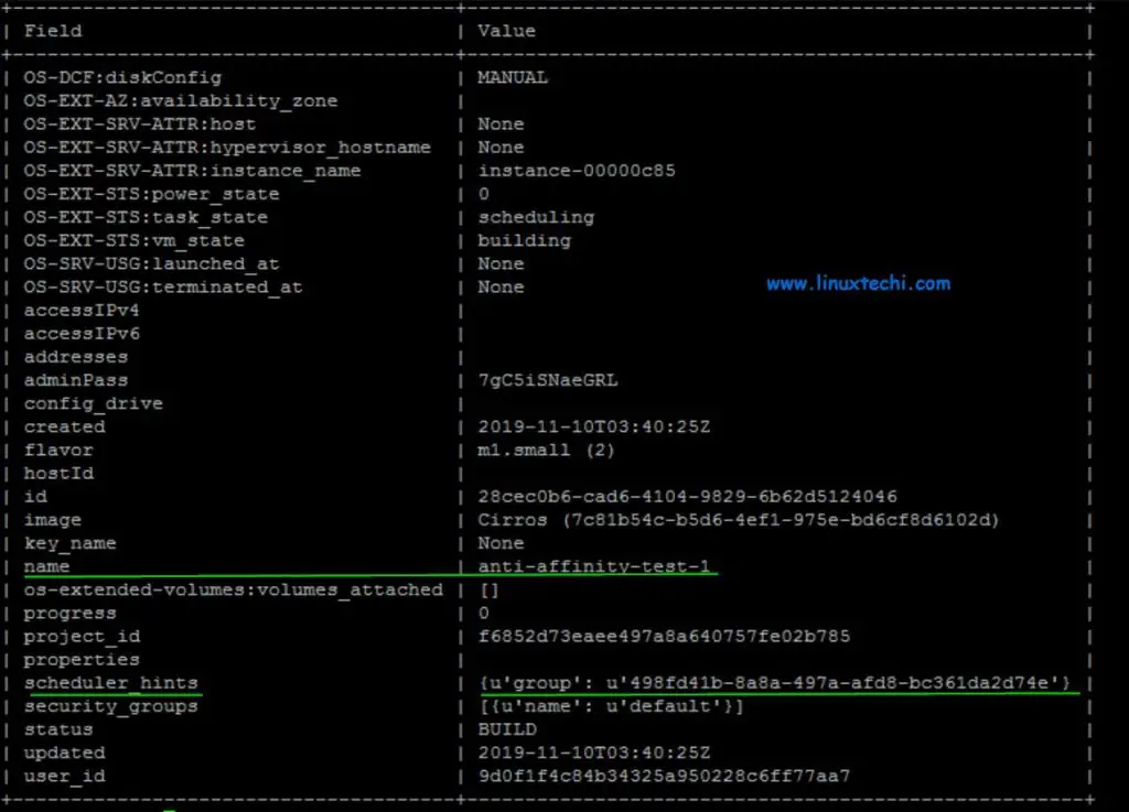 Openstack-server-create-anti-affinity-hint-option