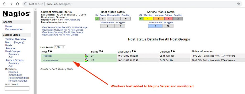 Windows-Host-added-Nagios