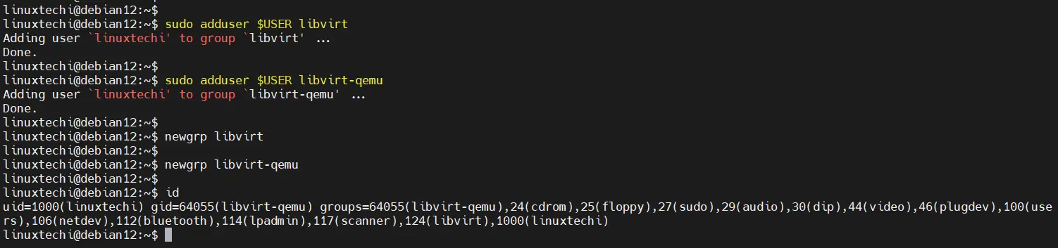 Adding Local User To Libvirt Qemu Group Debian 12