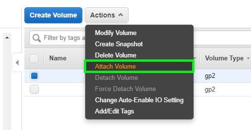 Click-Attach-volume-aws
