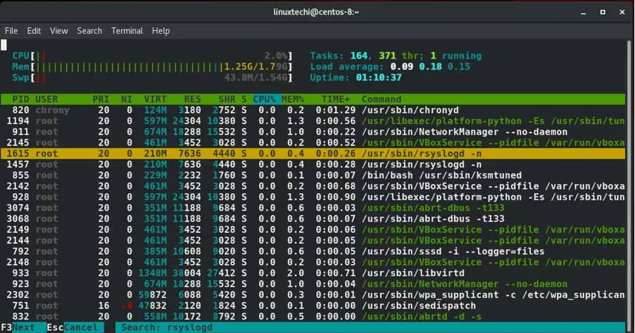 Searching-Linux-Process-htop-command