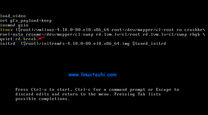 insert-rd-break-keyword-centos8-grub