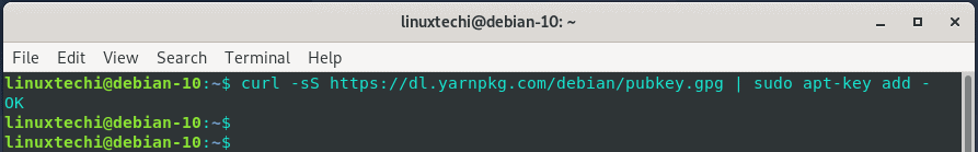 add-yarn-debian10-repository-key