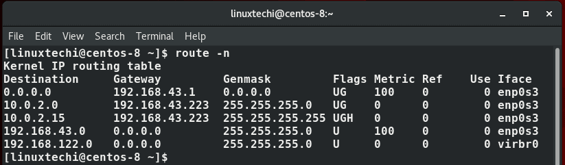 route-n-linux-command-ouput