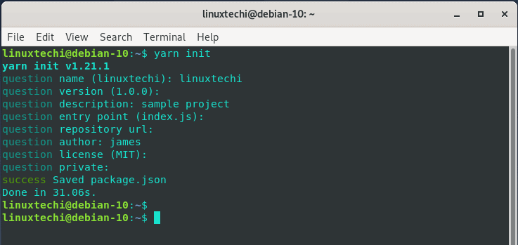 yarn-initialize-debian10