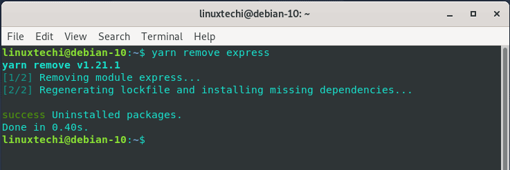 yarn-remove-package-debian10