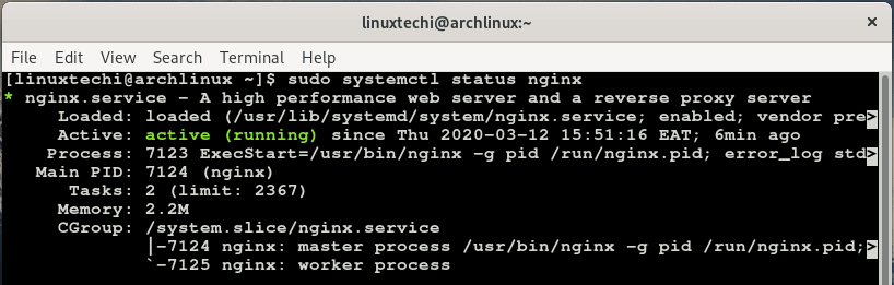 Verify-Status-nginx-arch-linux