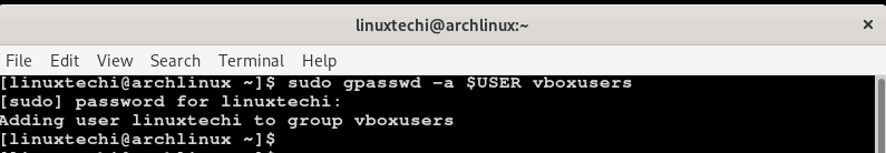 add-user-vboxusers-archlinux