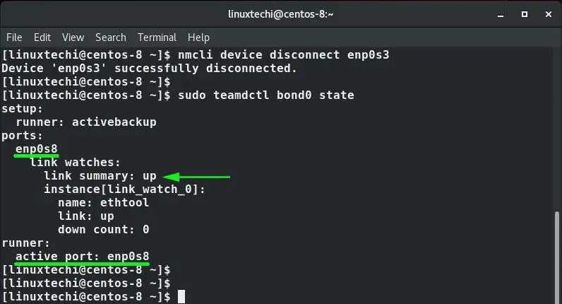 disconnect-interface-bond-nmcli-command