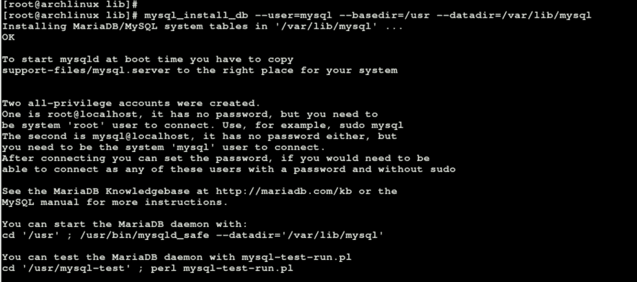 initialize-mysql-data-directory-arch-linux