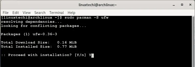 install-firewall-ufw-arch-linux