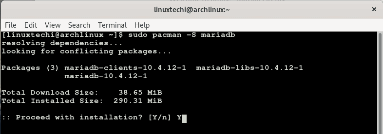 install-mariadb-arch-linux