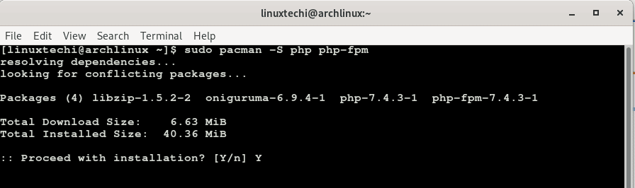 install-php-php-fpm-arch-linux