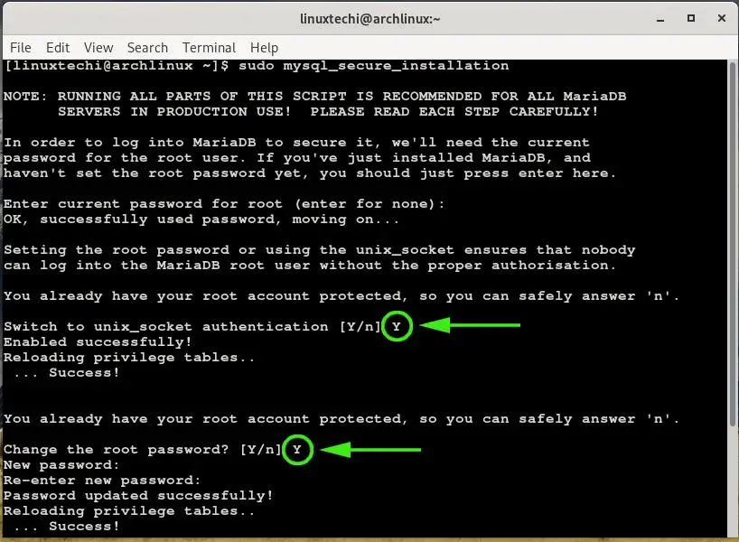 mysql-secure-installation-arch-linux