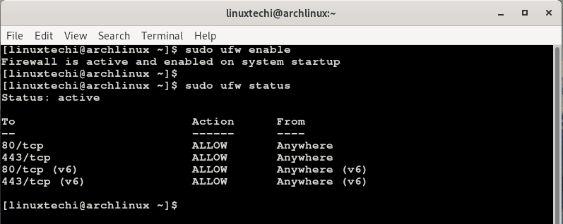 ufw-status-arch-linux