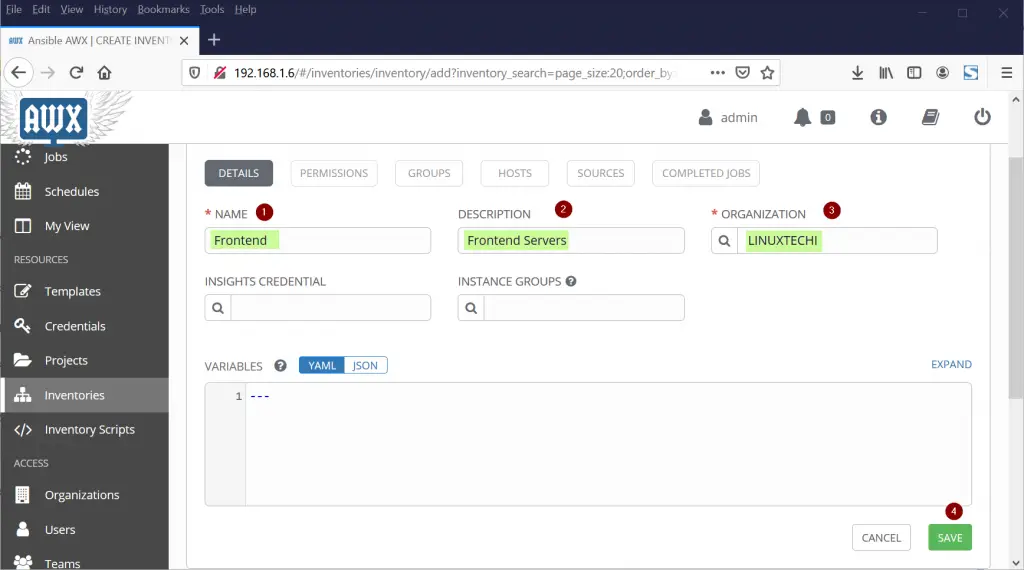 Ansible-AWX -CREATE-INVENTORY