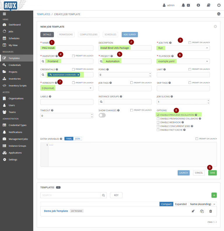 Ansible AWX CREATE JOB TEMPLATE LinuxTechi Ansible AWX CREATE JOB TEMPLATE LinuxTechi