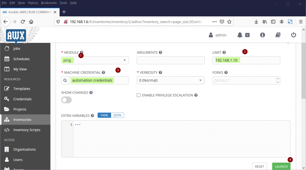 Ansible-AWX-Ping-RUN-COMMAND