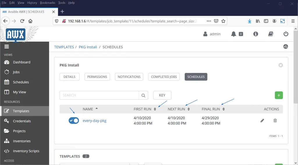 Ansible-AWX-SCHEDULES-Job-Template