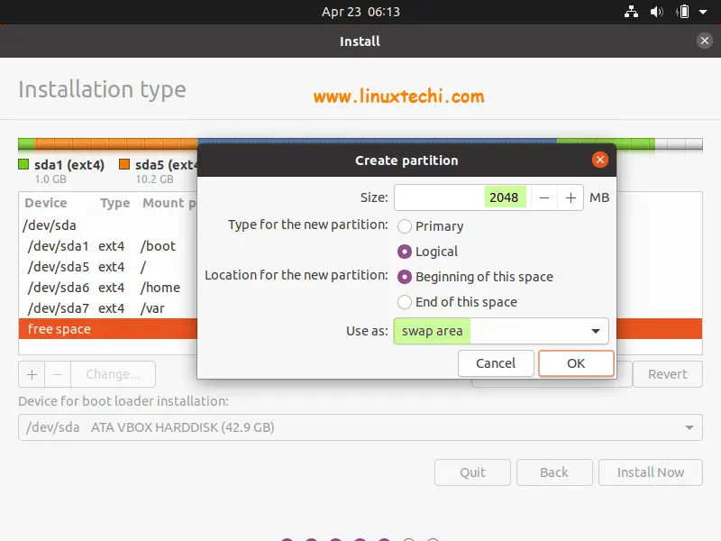 Swap-Partition-Ubuntu20-04-lts-installation