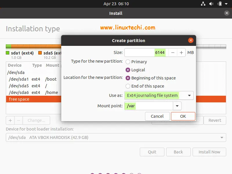 var-partition-creation-ubuntu20-04-installation
