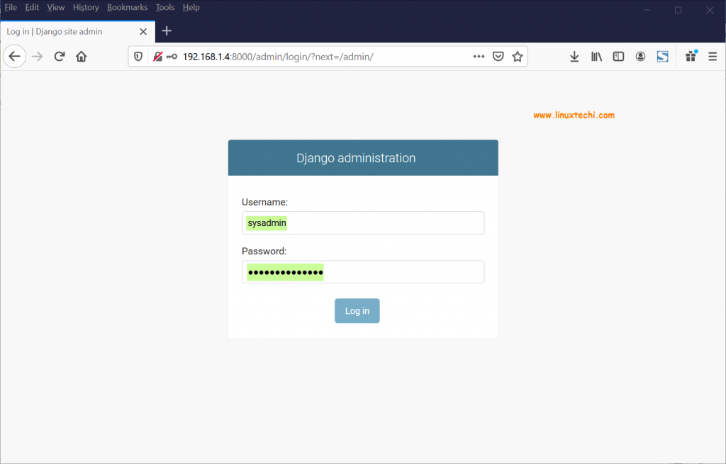 Login-Django-site-admin-CentOS8