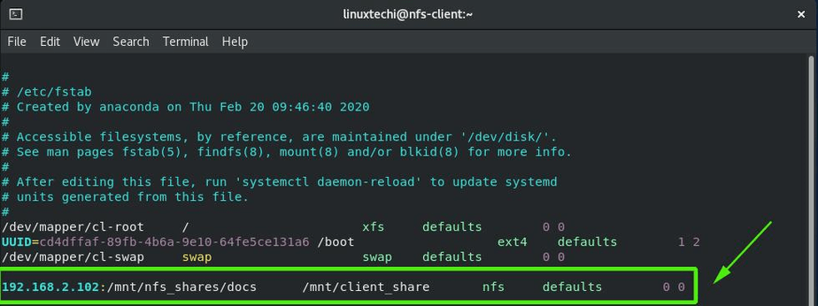 NFS-Share-Fstab-Entry-CentOS8-RHEL8