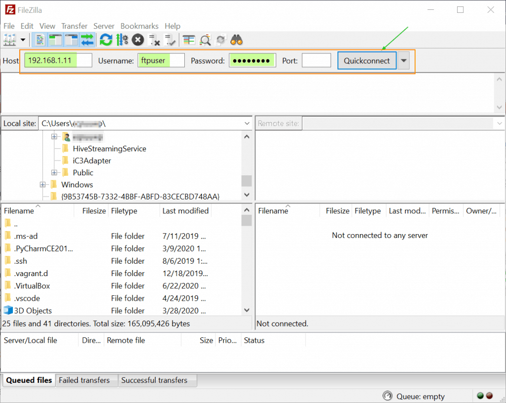 Connect-ftpserver-filezilla