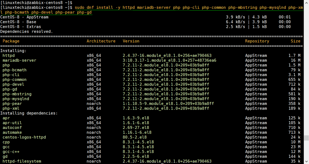 Install-httpd-mariadb-php-centos8