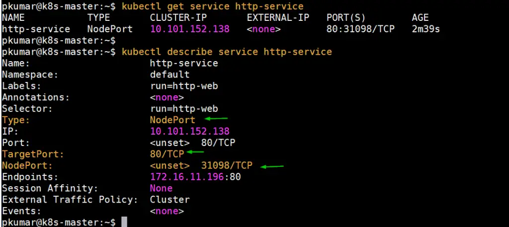 Kubectl-service-describe-ubuntu