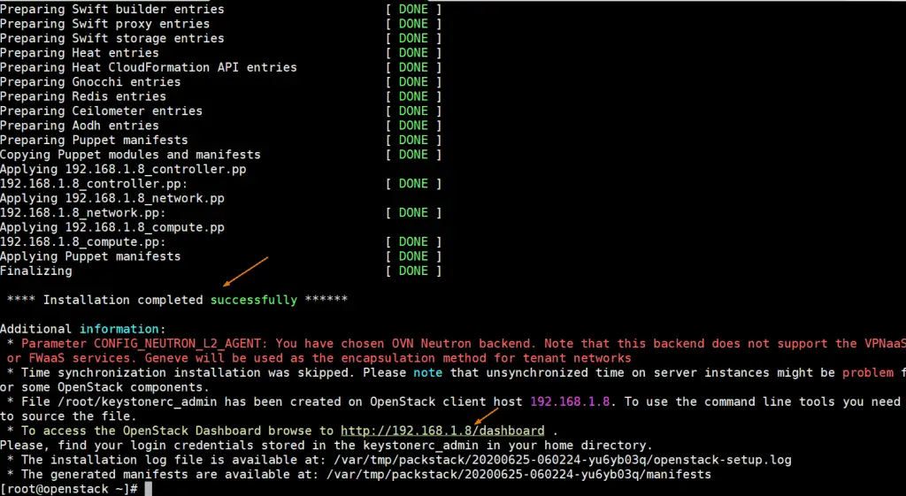 Openstack-Successfull-Installation-Screen