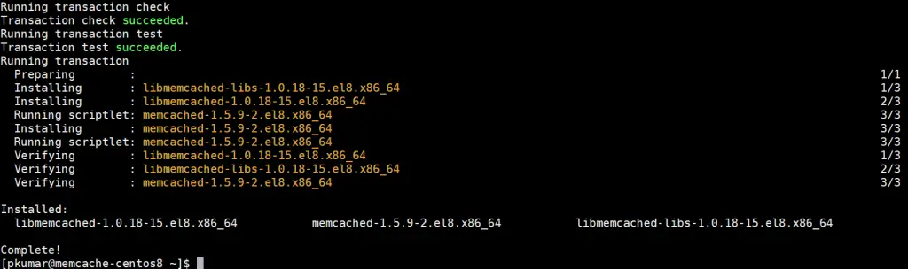 successfully-installed-memcached-centos8