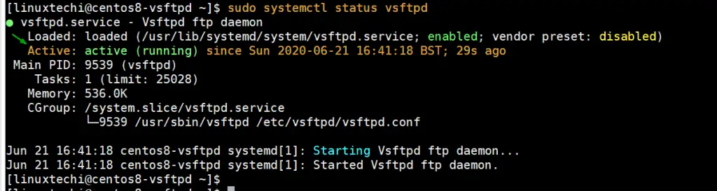 vsftpd-service-status-centos8