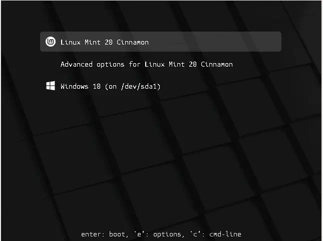 Bootloader-shows-Linuxmint20-Windows10
